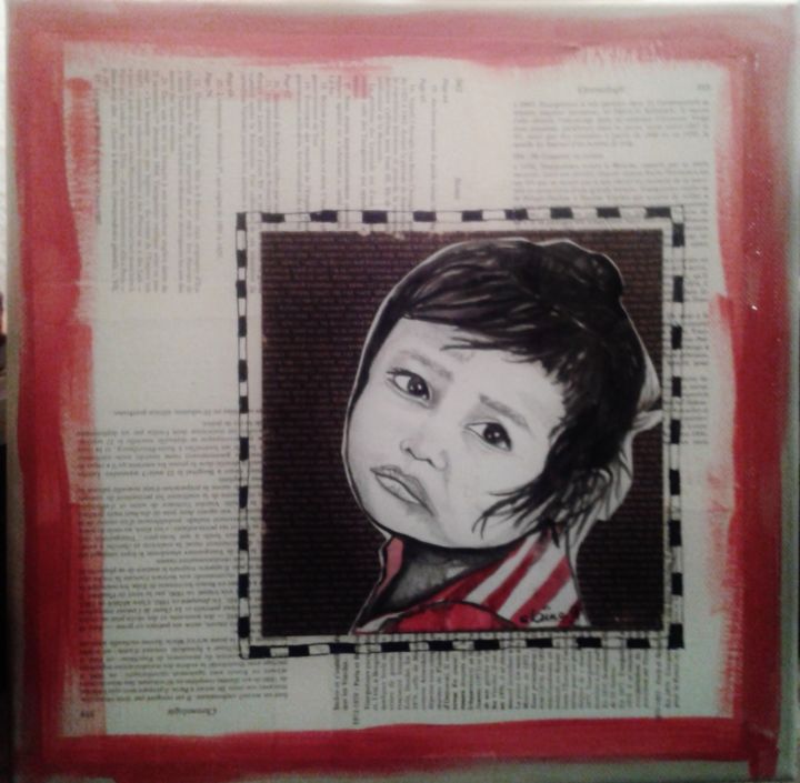 Pintura intitulada "fillette Cambodgien…" por Elaine Gresland, Obras de arte originais, Aquarela