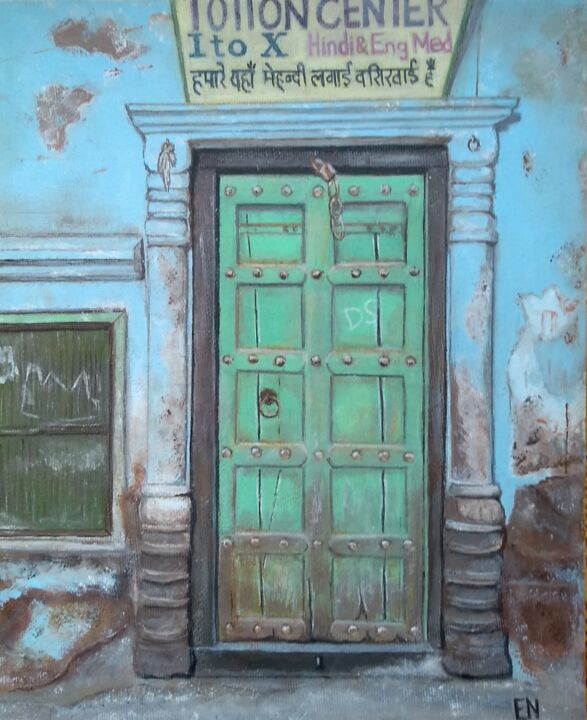 绘画 标题为“Jaipur” 由Elaine Nederlof, 原创艺术品, 油 安装在木质担架架上