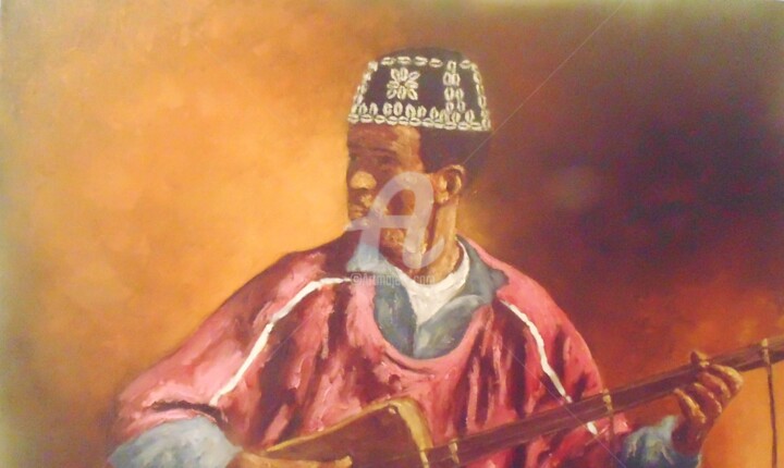 Peinture intitulée "un ghnaoui (détail)" par Abdallah El Alaoui, Œuvre d'art originale, Huile
