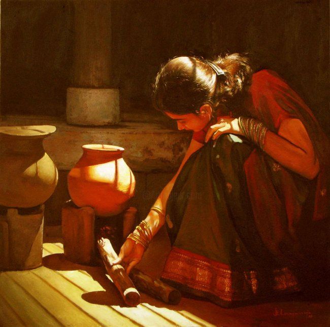 Painting titled "light and shadow" by S.Elayaraja, Original Artwork