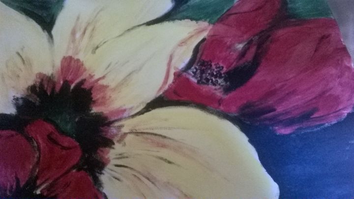 Painting titled "fleur" by Elba Baumelle, Original Artwork, Acrylic