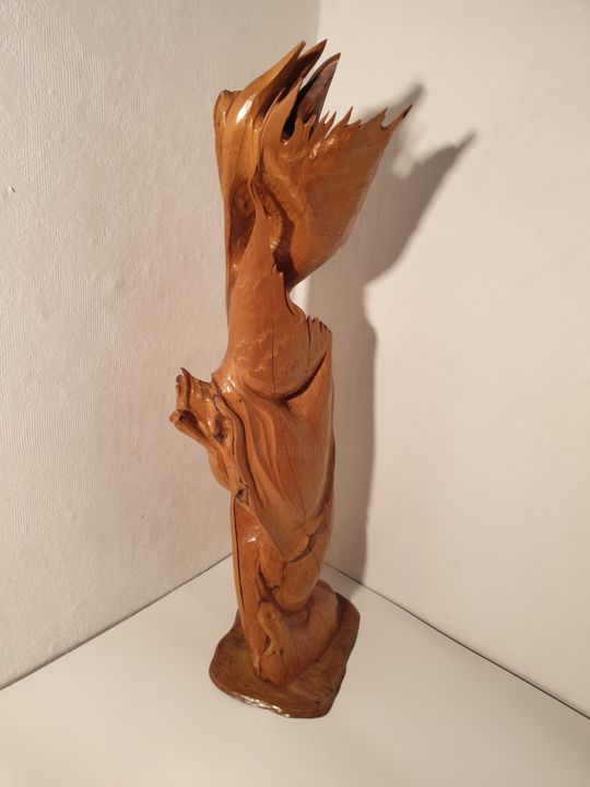 Скульптура под названием "La flamme de l'amou…" - Toya, Подлинное произведение искусства, Дерево
