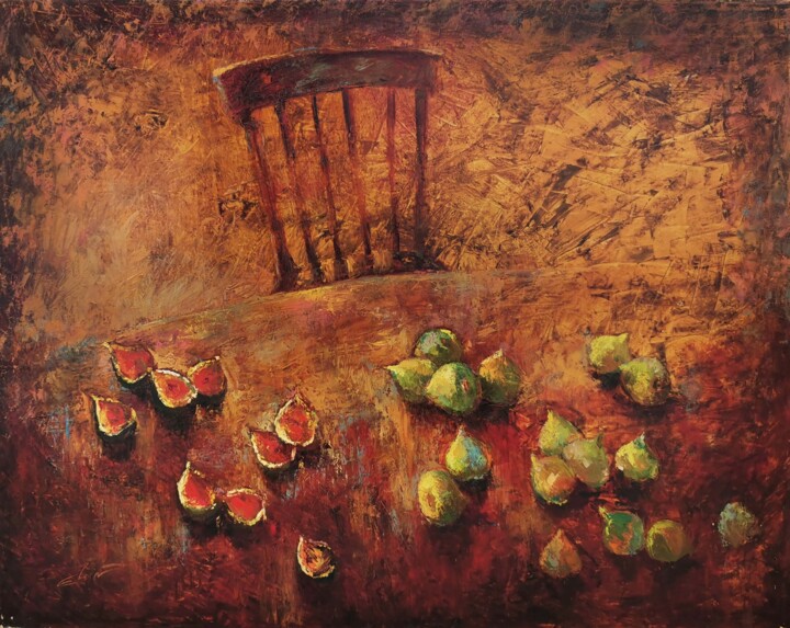 Ζωγραφική με τίτλο "Figs on the table" από Elchin Bunyatov, Αυθεντικά έργα τέχνης, Λάδι