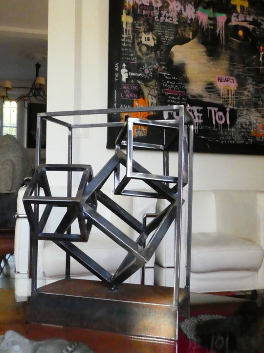 "Eldekan "Frame Cube…" başlıklı Heykel Eldekan tarafından, Orijinal sanat, Metaller