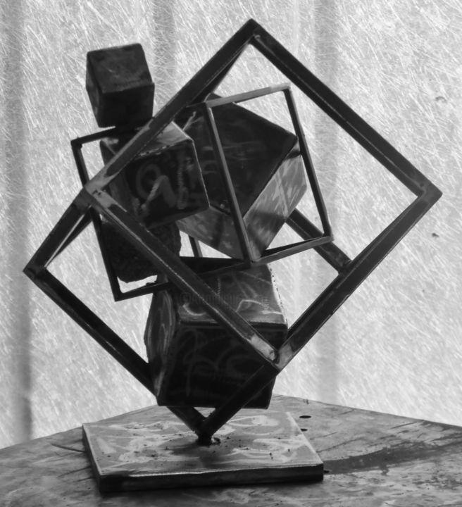 Sculpture titled "eldeKan "one stone…" by Eldekan, Original Artwork, Metals