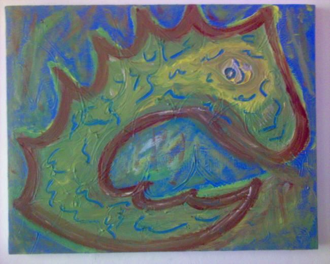 Pintura titulada "Dragon Vert" por Jacques Elduayen, Obra de arte original