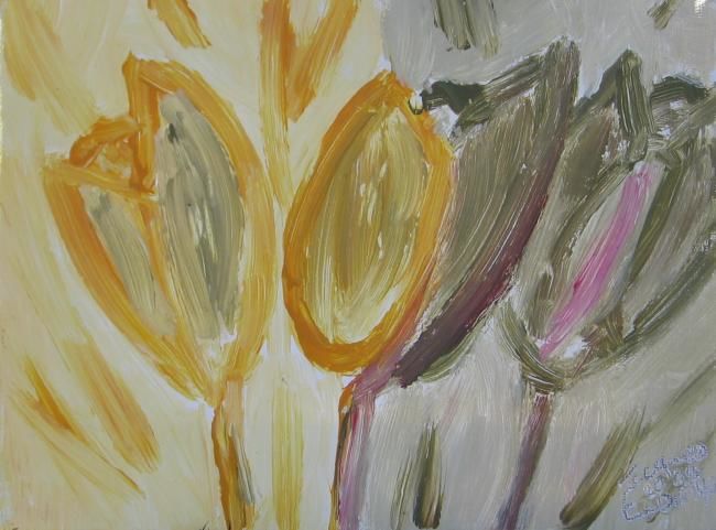 Peinture intitulée "Tulipes Jaunes et V…" par Jacques Elduayen, Œuvre d'art originale