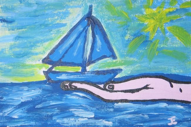 Painting titled "H Boat" by Jacques Elduayen, Original Artwork