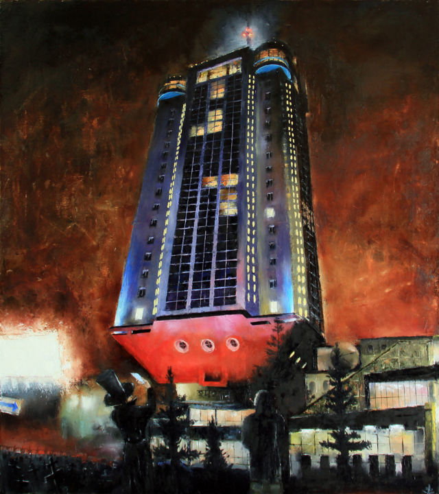 Painting titled "GRAND HOTEL Панорама" by Volodia Varn, Original Artwork, Oil