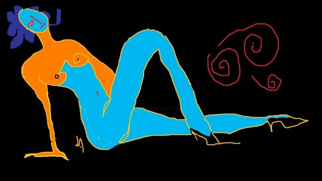 Pintura titulada "mujer_azul.jpg" por Leonor Alamos Deramond, Obra de arte original
