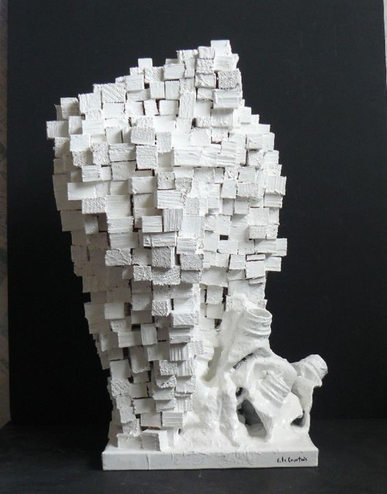Sculpture intitulée "Vestiges de ruines/…" par Eric Le Courtois, Œuvre d'art originale, Bois