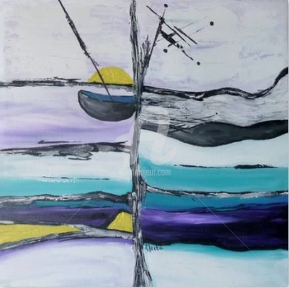 Painting titled "Sous le soleil" by Electa, Original Artwork, Acrylic
