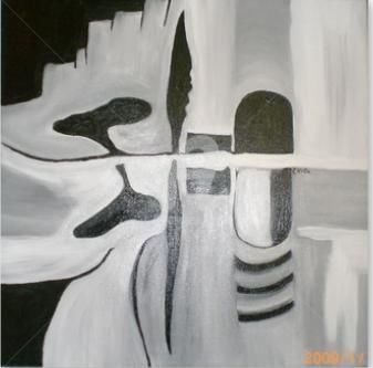 Peinture intitulée "abstraction noir et…" par Electa, Œuvre d'art originale