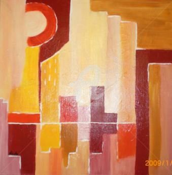 Peinture intitulée "abstraction orangée" par Electa, Œuvre d'art originale