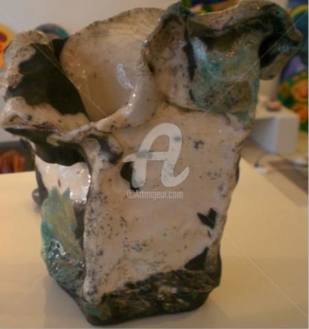 Peinture intitulée "vase raku céladon" par Electa, Œuvre d'art originale