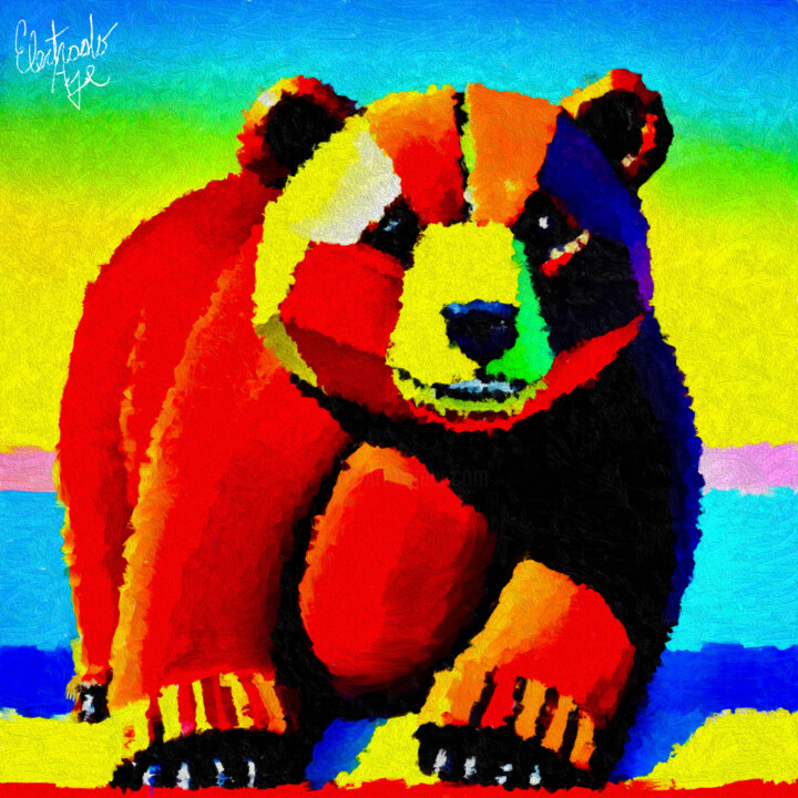 Digitale Kunst mit dem Titel "||| CassataBEAR" von Electrodoage, Original-Kunstwerk, Aquarell