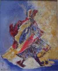 Painting titled "Femme en marche" by Eleho, Original Artwork