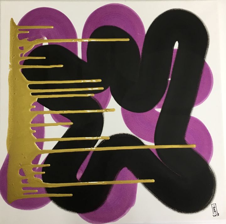 Pintura intitulada "Purple Gold" por Istvan Elekes, Obras de arte originais, Acrílico