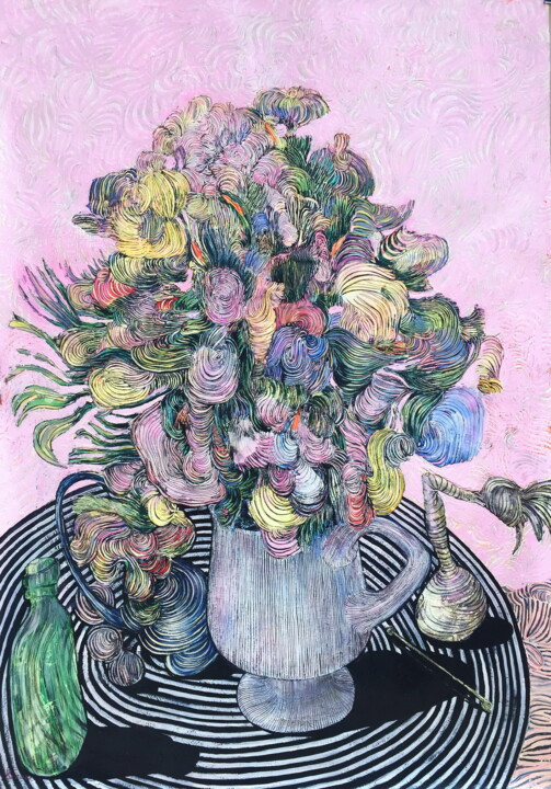 Malarstwo zatytułowany „Бумажные цветы” autorstwa Олена Ромашкина, Oryginalna praca, Akryl