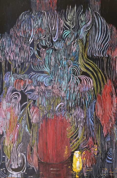 Картина под названием "Paper flowers" - Олена Ромашкина, Подлинное произведение искусства, Акрил