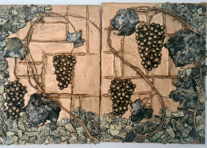 Malerei mit dem Titel "Weintrauben" von Elena Ageev, Original-Kunstwerk, Acryl