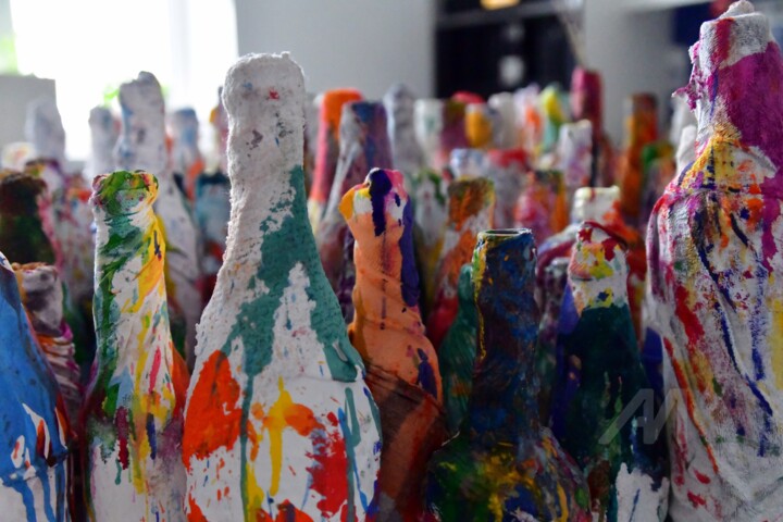 Sculpture titled "City" by Elena Bandurka, Original Art, Glass