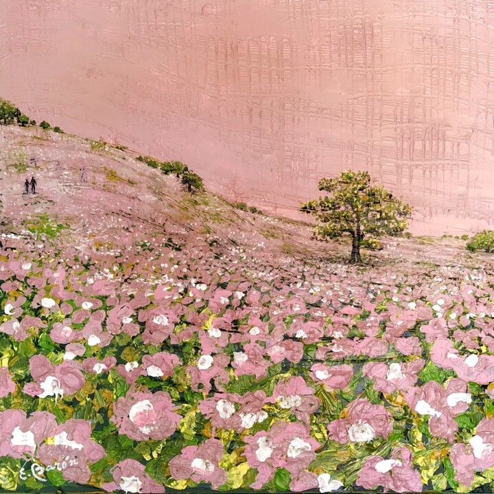 Peinture intitulée "La vie en rose" par Elena Barón, Œuvre d'art originale, Acrylique Monté sur Panneau de bois