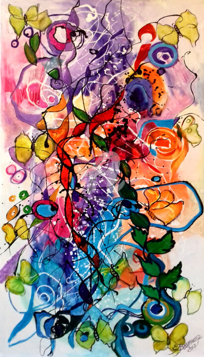 Pittura intitolato "Abstract ADN-ul flu…" da Elena Bissinger, Opera d'arte originale, Olio