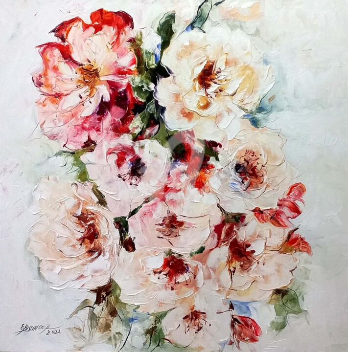 Malerei mit dem Titel "Illida of flowers,o…" von Elena Bissinger, Original-Kunstwerk, Öl