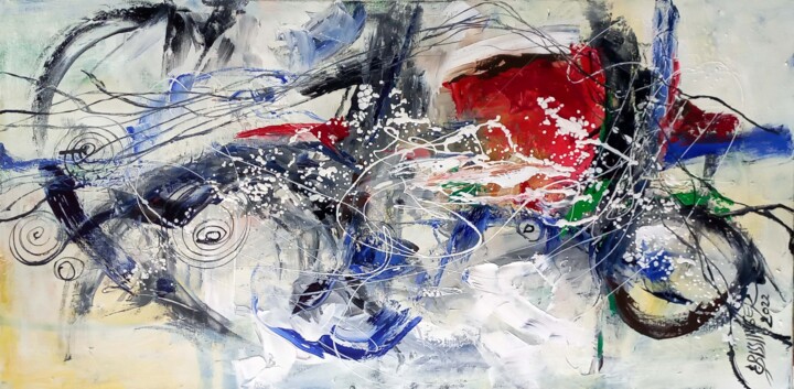 Malerei mit dem Titel "Iarna, abstract Bis…" von Elena Bissinger, Original-Kunstwerk, Öl