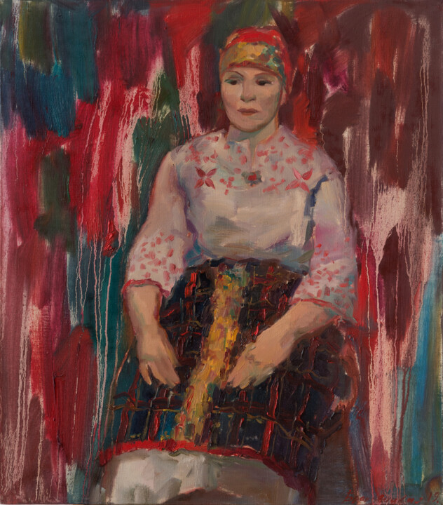 Peinture intitulée "Portrait of a woman…" par Elena Branovitskaya, Œuvre d'art originale, Huile Monté sur Châssis en bois
