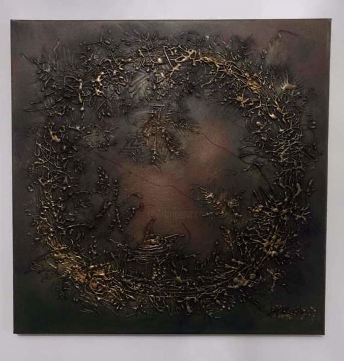 Malerei mit dem Titel "Golden rim" von Elena Chebotareva, Original-Kunstwerk, Acryl