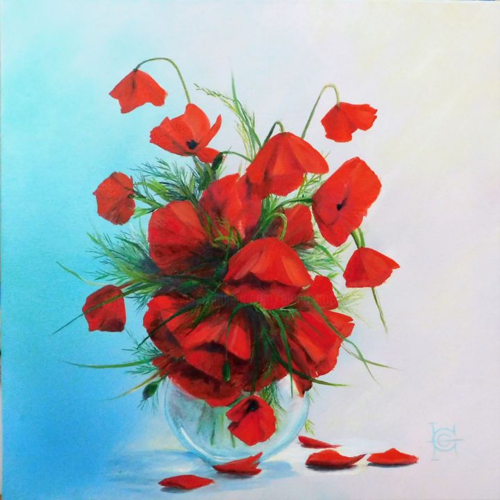 Peinture intitulée "Bouquet d'hier" par Elena Cotté, Œuvre d'art originale, Huile