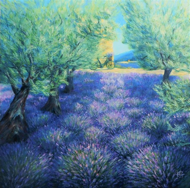 Malerei mit dem Titel ""Provence"" von Elena Cotté, Original-Kunstwerk, Öl