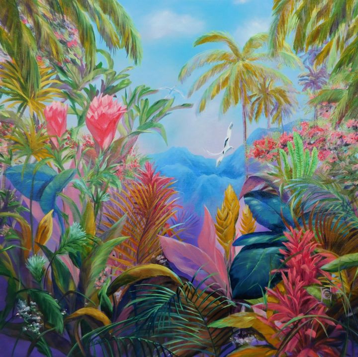 Painting titled "Réunion. Paille-en-…" by Elena Cotté, Original Artwork, Oil