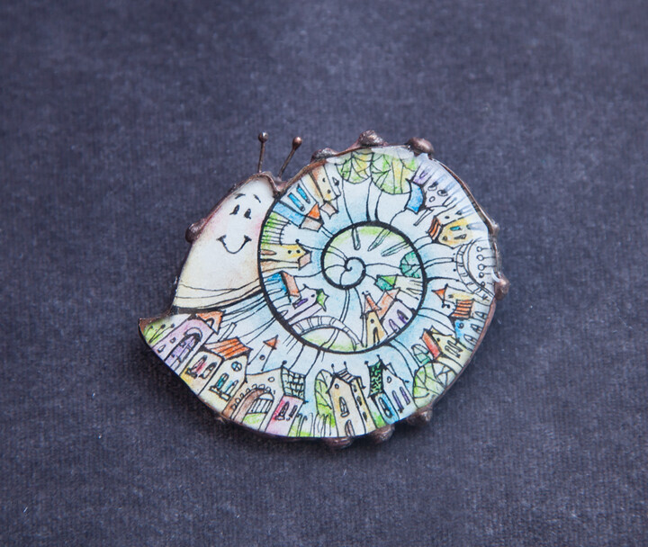 Design titled "Brooch "City Snail"" by Elena Dodoka, Original Artwork, Accessories