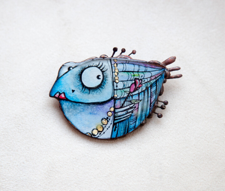 Design intitulée "Brooch "First date"" par Elena Dodoka, Œuvre d'art originale, Accessoires