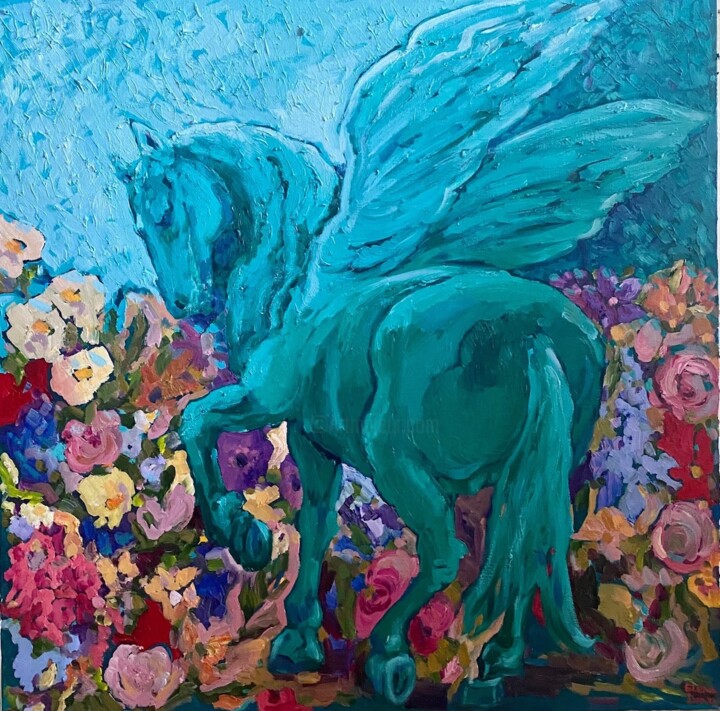 Peinture intitulée "Pegasus 2" par Elena Done, Œuvre d'art originale, Huile Monté sur Châssis en bois