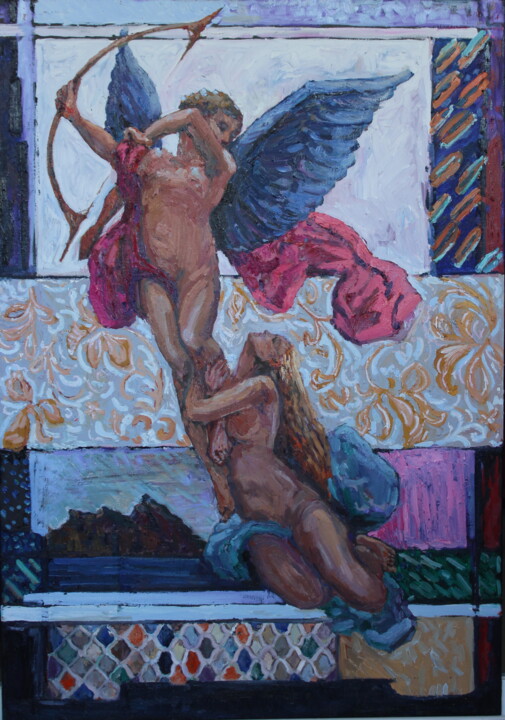 Pittura intitolato "Amour & Psyche -1" da Elena Done, Opera d'arte originale, Olio Montato su Telaio per barella in legno
