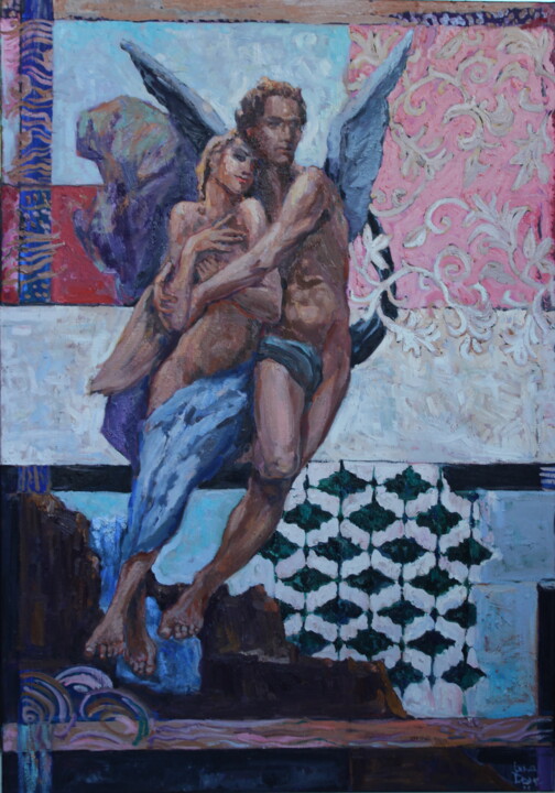 绘画 标题为“Amour & Psyche - III” 由Elena Done, 原创艺术品, 油 安装在木质担架架上