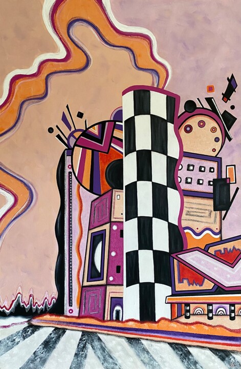 "Cities Part 3" başlıklı Tablo Elena Dorofeeva tarafından, Orijinal sanat, Akrilik Ahşap panel üzerine monte edilmiş