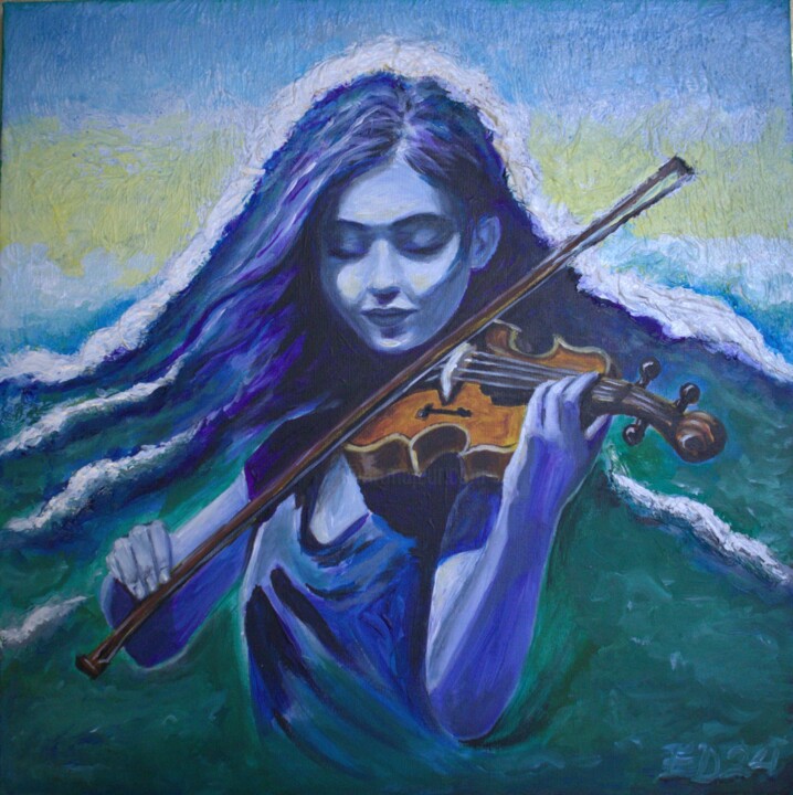 Peinture intitulée "Sonata del mare" par Elena Dunaeva, Œuvre d'art originale, Acrylique Monté sur Châssis en bois