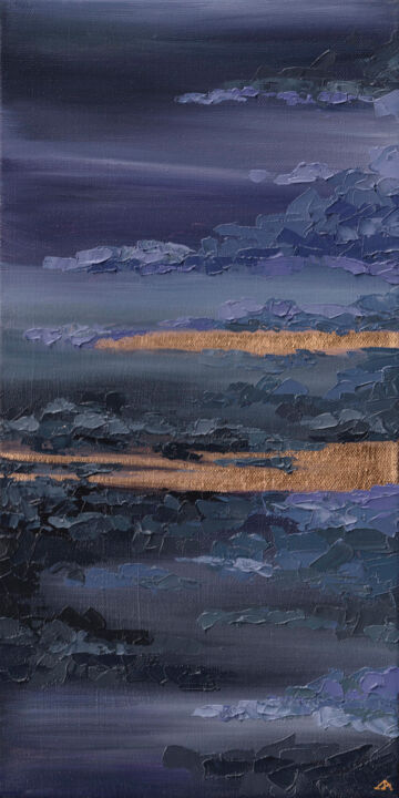 Peinture intitulée "Purple sunrise" par Elena Dundukova, Œuvre d'art originale, Huile