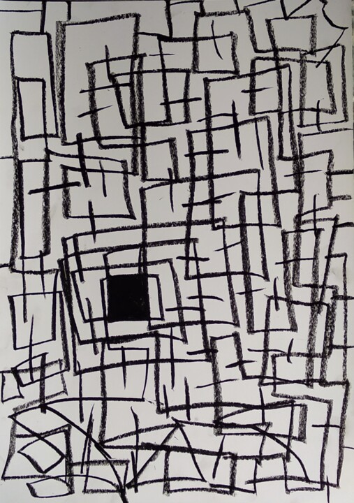 Drawing titled "Maze" by Elena Flying, Original Artwork, Pastel
