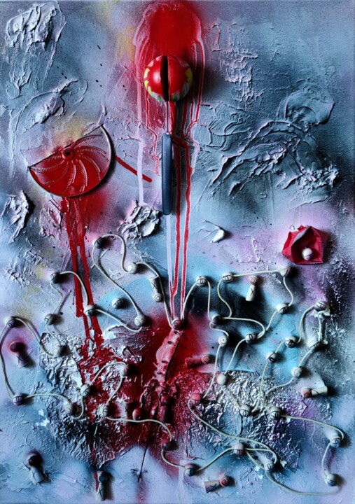 Painting titled "not a paradise apple" by Elena Flying, Original Artwork, Spray paint