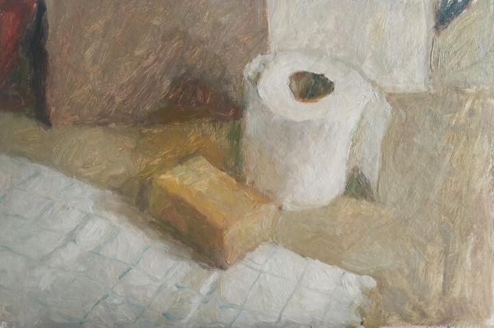 Malarstwo zatytułowany „still life with soap” autorstwa Елена Гурьева, Oryginalna praca, Olej