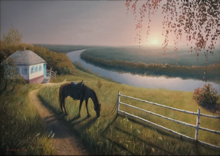 Картина под названием "On native soil" - Elena Istomina, Подлинное произведение искусства, Масло Установлен на Деревянная ра…