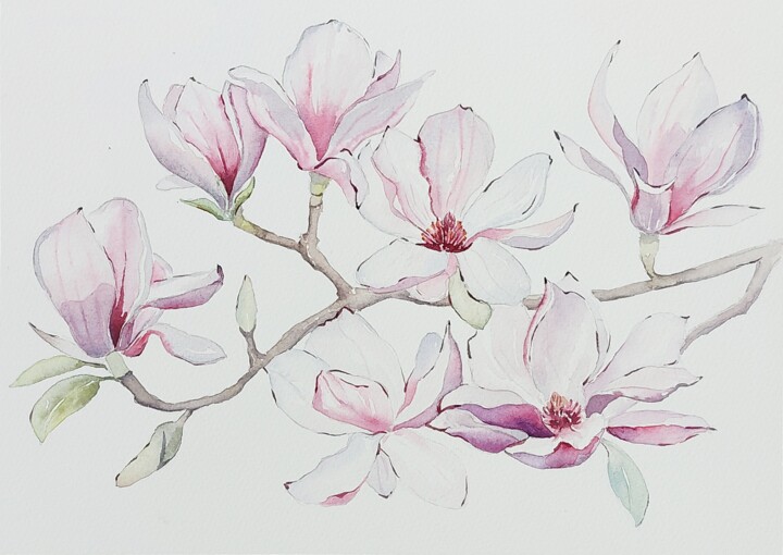 "Magnolias" başlıklı Tablo Elena Kazachkina tarafından, Orijinal sanat, Suluboya