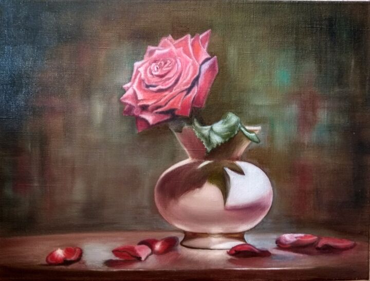 Pintura titulada "Lonely rose" por Elena Klyuchnikova, Obra de arte original, Oleo