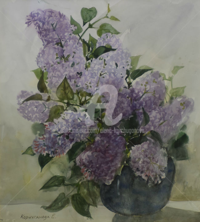Pintura titulada "Flowers 4 by Elena…" por Elena Korchuganova, Obra de arte original, Acuarela
